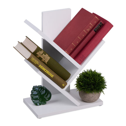 „Tree Bookshelf“, balta - moderni knygų lentyna svetainei