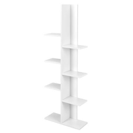 Tree-shaped bookcase with 8 shelves, free-standing shelf, office shelf, 50 x 20 x 141 cm, white