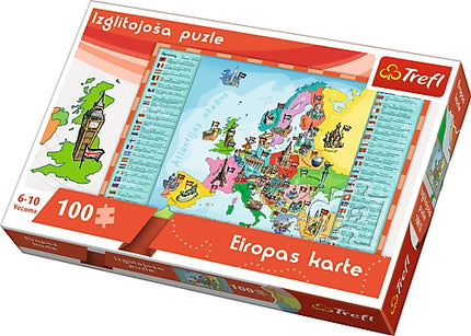 Trefl edukacinė dėlionė 100 Europa (latvių kalba)