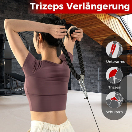 Tricepso trosų tvirtinimo rinkinys - V formos, dviguba D, tiesus strypas