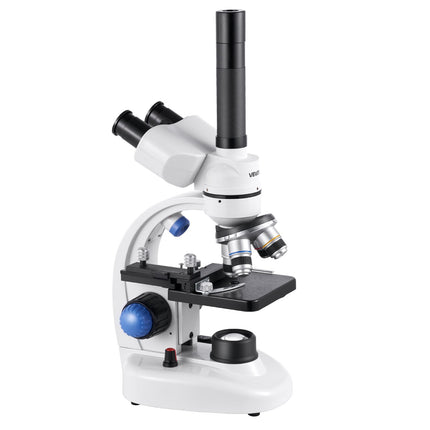 Trinocular Compound Microscope 40–5000X, LED, Phone Holder