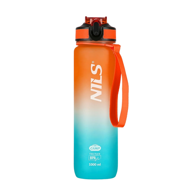 Tritano vandens butelis, oranžinės-mėlynos spalvos, nepralaidus vandeniui, 680 ml