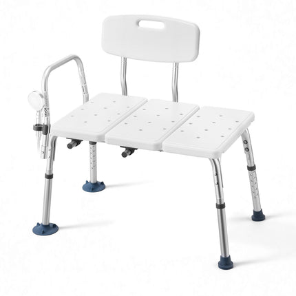 Tub Transfer Bench, 400 lb, Height Adjustable, Arm, Backrest