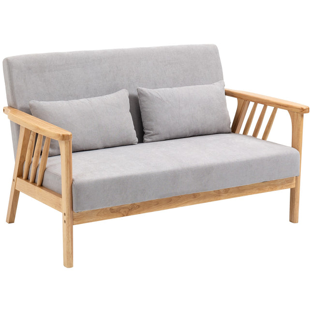 Dvivietė sofa, Dvigulė sofa su porankiais, Dvigulė sofa su aksomo imitacija, Pagalvėlė, Apmušta sofa, Keliamoji galia iki 200 kg, Pilka, 130 X 75 X 78 Cm
