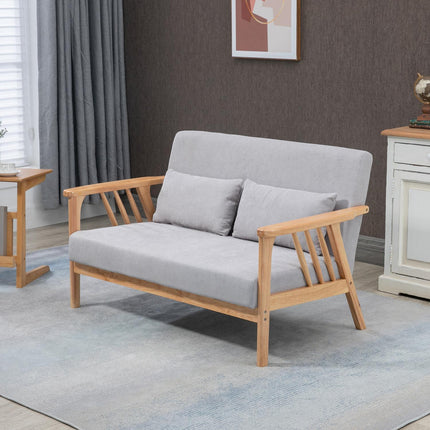 Dvivietė sofa, Dvigulė sofa su porankiais, Dvigulė sofa su aksomo imitacija, Pagalvėlė, Apmušta sofa, Keliamoji galia iki 200 kg, Pilka, 130 X 75 X 78 Cm