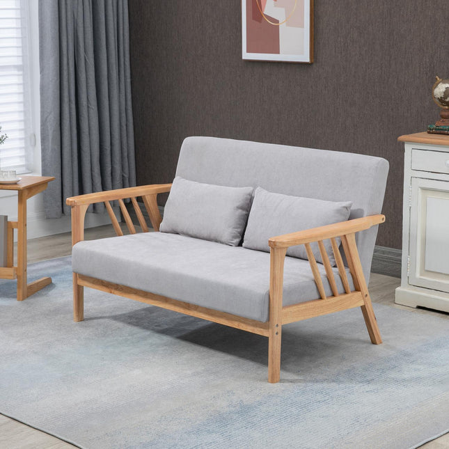 Dvivietė sofa, Dvigulė sofa su porankiais, Dvigulė sofa su aksomo imitacija, Pagalvėlė, Apmušta sofa, Keliamoji galia iki 200 kg, Pilka, 130 X 75 X 78 Cm