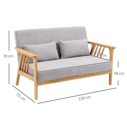 Dvivietė sofa, Dvigulė sofa su porankiais, Dvigulė sofa su aksomo imitacija, Pagalvėlė, Apmušta sofa, Keliamoji galia iki 200 kg, Pilka, 130 X 75 X 78 Cm