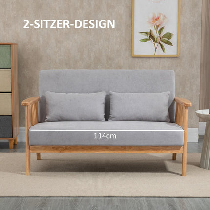 Dvivietė sofa, Dvigulė sofa su porankiais, Dvigulė sofa su aksomo imitacija, Pagalvėlė, Apmušta sofa, Keliamoji galia iki 200 kg, Pilka, 130 X 75 X 78 Cm