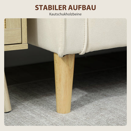 Dvivietė sofa su daiktadėže, kreminės spalvos aksomas, 117 cm