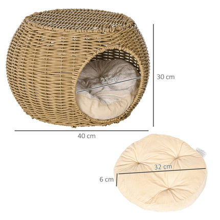 Dviejų pakopų rotango katės guolis su pagalvėle, katėms iki 3,5 kg