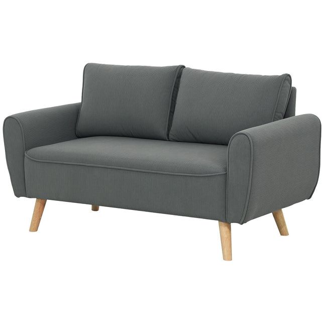 Dvivietė sofa su 2 pagalvėlėmis, minkšta sofa su 54 cm giliomis sėdynėmis, dvigulė sofa iš velveto, maža sofa su mediniu rėmu, dvivietė sofa svetainei, miegamajam, biurui, 145 x 75 x 78 cm, tamsiai pilka