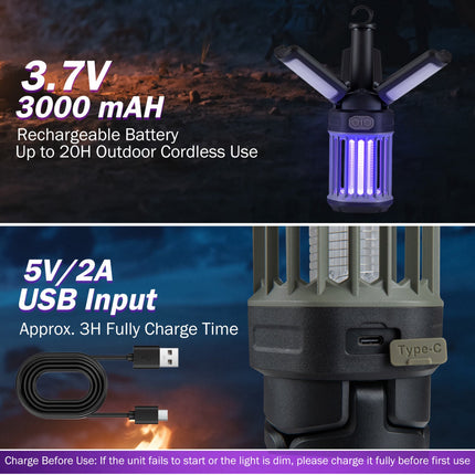 Įkraunamas USB-C vabzdžių gaudymo žibintas, atsparus vandeniui IPX6