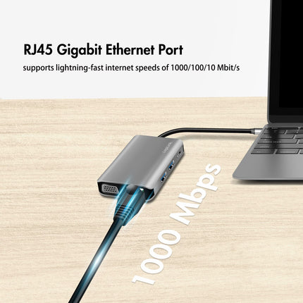 USB-C docking station 7-in-1 HDMI/VGA/RJ45/USB-C 100W PD