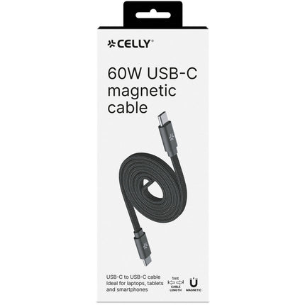 USB-C į USB-C laidas 60 W, magnetinis pintas, 1 m juodas