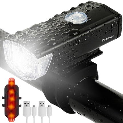 USB LED dviračio žibintas + galinis žibintas