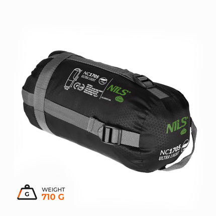 Ultralengvas miegmaišis, juodai žalias, 5-20C, 710g