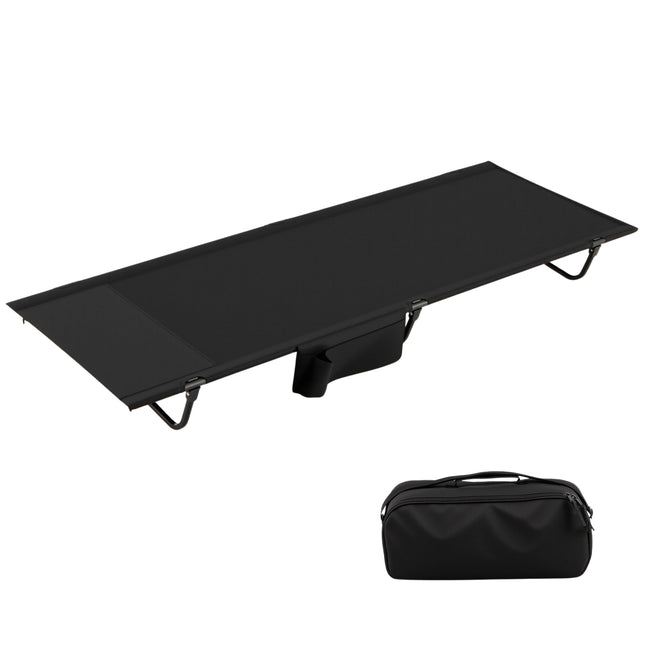 Ultralight Camping Cot with Side Pocket, 193x70x18 cm