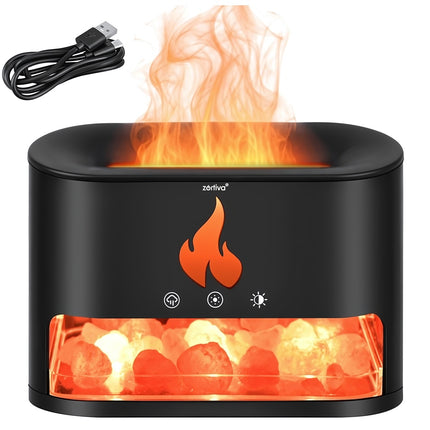 Ultrasonic Aroma Diffuser Humidifier with Flame Effect, 250 ml, Timer, Black