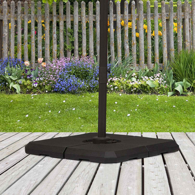 Skėčio svareliai, 4 vnt. Skėčio stovas, gali būti pripildomas 80 kg vandens arba 120 kg smėlio, HDPE, juodas, 100 x 100 x 9,5 cm