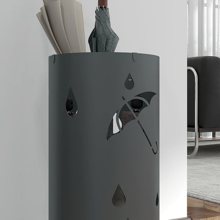 Skėčio stovas Skėčio stovas su 4 kabliukais ir nuimamu lašų padėklu Skėčio laikiklis lazdoms ir skėčiams Plienas Ø17 x 41 cm Tamsiai pilka