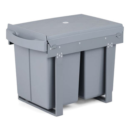 Ištraukiama šiukšliadėžė po spintele, 40 l, 2 šiukšliadėžės, pilka