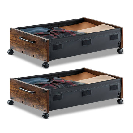 Underbed Storage Bins With Lockable Wheels, 2-Pack