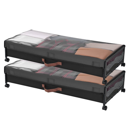 Underbed Storage Bins With Wheels, Clear Lid, 2 Pack