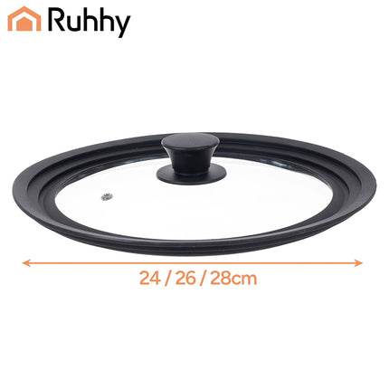 Universal 3-in-1 Glass Lid with Silicone Rim, 24/26/28cm