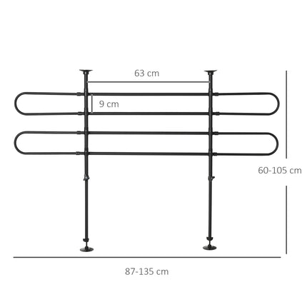 Universal Car Dog Guard with Two Telescopic Tubes, Height 60-105 cm, Black