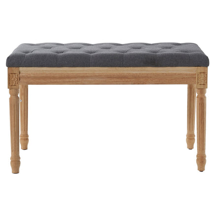 Upholstered Ottoman Bench 32x16, Tufted, Gray