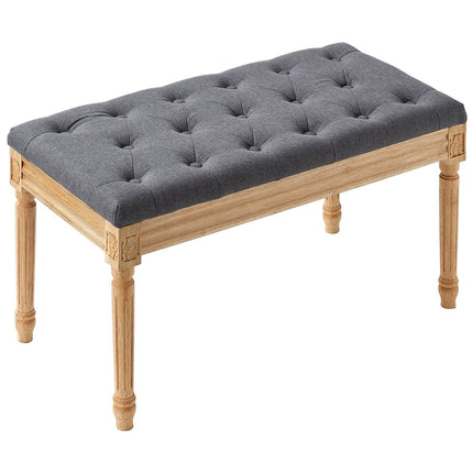 Upholstered Ottoman Bench 32x16, Tufted, Gray