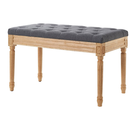 Upholstered Ottoman Bench 32x16, Tufted, Gray