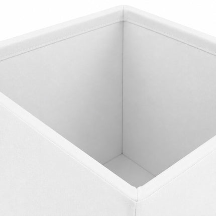 Upholstered Storage Cube Stool with Padded Seat, White, 38 cm