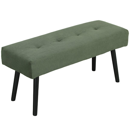Upholstered bench with corduroy cover, bed bench with metal legs, shoe bench 100 x 36 x 45 cm Green