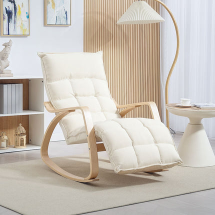 Rocking Chair with Adjustable Footrest, Cream White