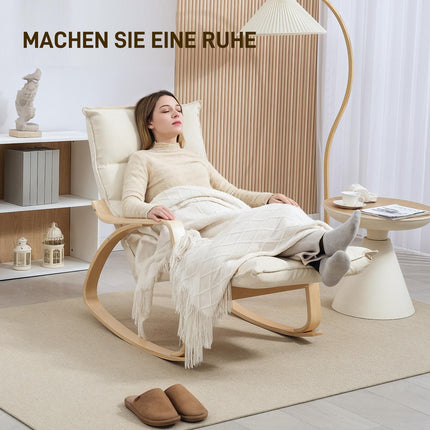 Rocking Chair with Adjustable Footrest, Cream White