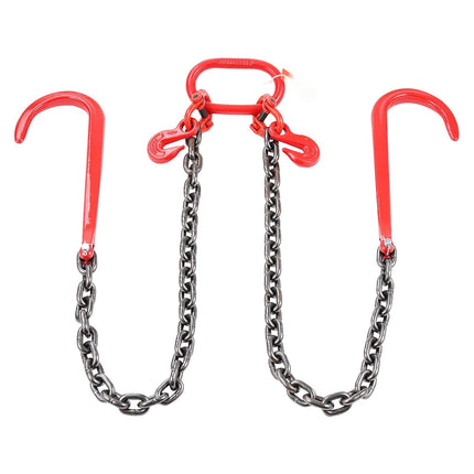 V Bridle Tow Chain, 3/8 In x 3 Ft, J and Grab Hooks
