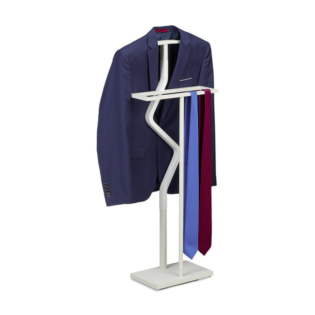 Kostiumo kabykla-stovas-valet, 107 cm, balta, plieno/medžio imitacija