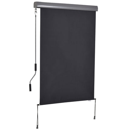 Vertikalus balkono markizinis užsegimas nuo vėjo ir privatumo, rankinis sukimo mechanizmas, poliesteris + aliuminis, 100 x 140 cm