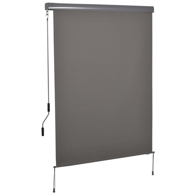 Vertikalus balkono markizinis uždangalas nuo vėjo ir privatumo, rankinis, poliesteris+aliuminis, pilkas, 140x250 cm