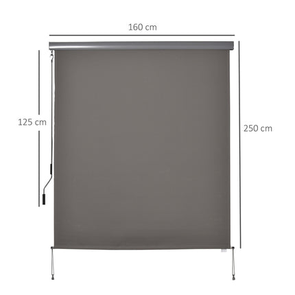 Vertikalus balkono markizinis uždangalas nuo vėjo ir privatumo, rankinis, poliesteris+aliuminis, pilkas, 160x250 cm