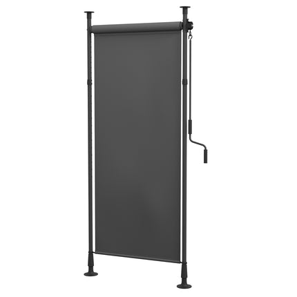 Vertikalus markizinis balkono roletas su apsauga nuo saulės, 120x220-310 cm, atsparus oro sąlygoms, su rankena, poliesteris, tamsiai pilkas, terasai ir sodui