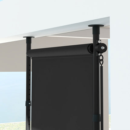 Vertikalus markizinis balkono roletas su apsauga nuo saulės, 120x220-310 cm, atsparus oro sąlygoms, su rankena, poliesteris, tamsiai pilkas, terasai ir sodui
