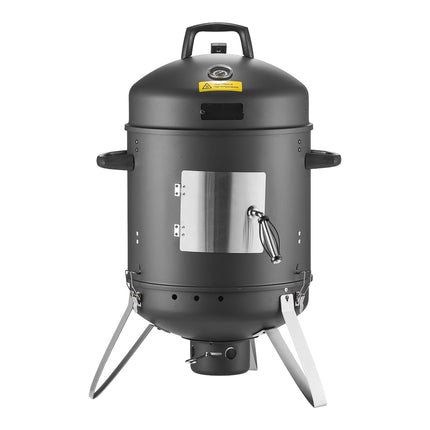 Vertical Charcoal Smoker Grill, 16-Inch, 2 Grates; Thermometer