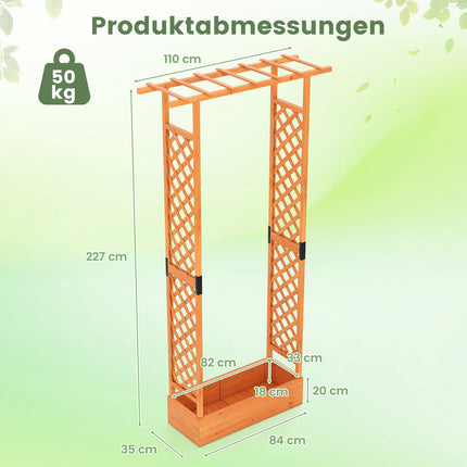 Vertikalus vazonas su grotelėmis ir pakabinamu stogu, oranžinis