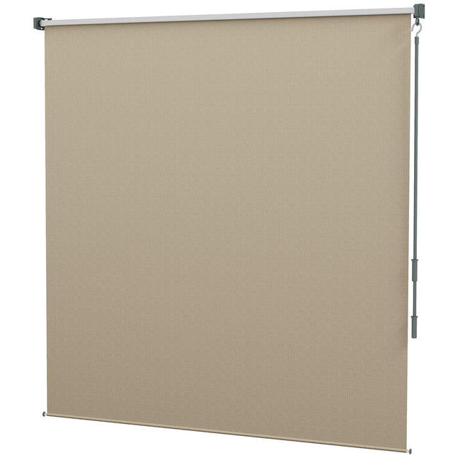 Vertikalus balkono roletas su tentu, 183 x 185 cm išorinis roletas, užtemdantis roletas su rankiniu alkūniniu velenu, privatumo ekranas paviljonui, sodui, smėlio spalvos