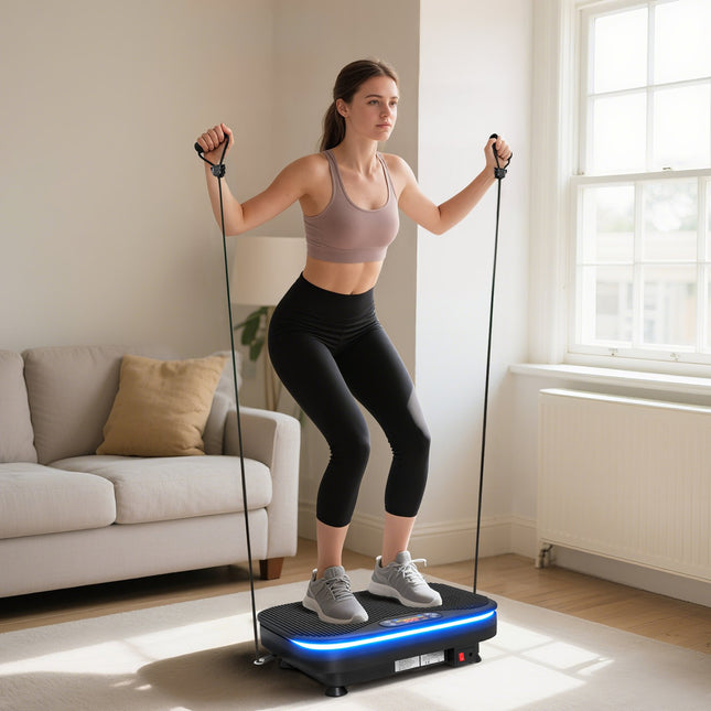 Vibracinė plokštė fitnesui, „Bluetooth“, 99 greičiai, juoda