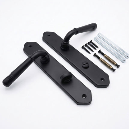 Vintage Bathroom Door Handle Set, Matt Black, Iron