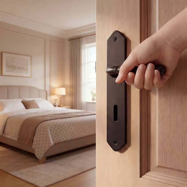 Vintage Interior Door Handle Set, Matt Black, Iron