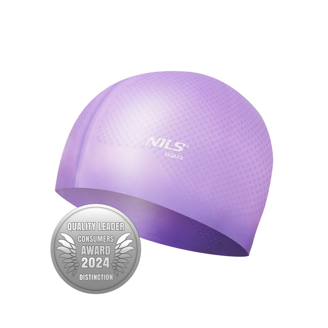 Violetinė silikoninė plaukimo kepuraitė, vienspalvė, taškeliais
